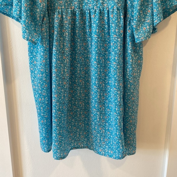 MITTOSHOP bright blue tunic v-neck blouse - Picture 10 of 11